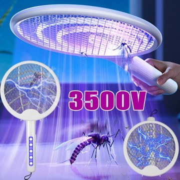 ŁAPKA MUCHY OWADY ELEKTRYCZNA RAKIETA OWADOBÓJCZA AKUMULATOR USB 3500V