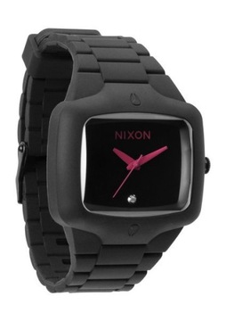 NIXON RUBBER PLAYER ALL BLACK PINK DIAMENT PREZENT