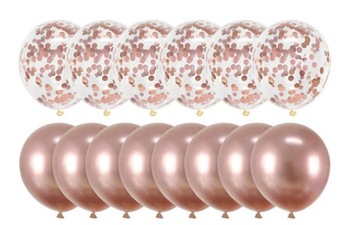 Balony z konfetti ROSE GOLD 14 sztuk zestaw