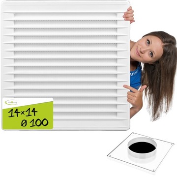 KRATKA WENTYLACYJNA 140x140 14x14 BIAŁA Ø100