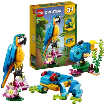 LEGO CREATOR 31136 EGZOTYCZNA PAPUGA RYBA ŻABA KLOCKI ZESTAW 3w1 253 ELEM.