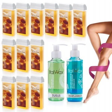 12x WOSK w rolce HONEY + żel przed po depilacji