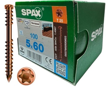 WKRĘTY TARASOWE SPAX A2 - STARE ZŁOTO 5x60 100 SZT