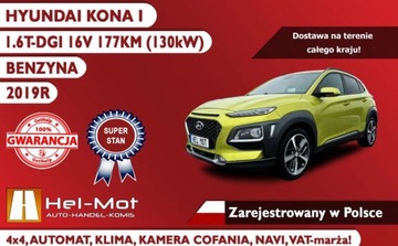 Hyundai Kona I Crossover 1.6 T-GDI 177KM 2019 Hyundai Kona 1.6 T-GDI 4x4 Automat 93 tys. km EU Bezwypadkowa El.Fote, zdjęcie 2