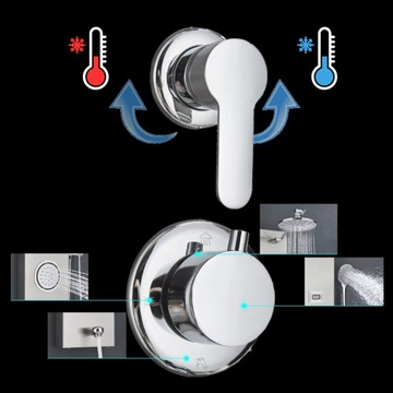 Panel Prysznicowy Prysznic Srebrny Deszczownica Hydromasaż Z Półką