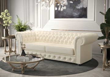 Sofa Kanapa MANCHESTER Chesterfield Pikowana SKÓRA