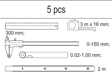 ВСТАВКА В ЯЩИК YATO ИЗМЕРИТЕЛЬНЫЕ ИНСТРУМЕНТЫ 5 ЭЛЕМЕНТОВ.
