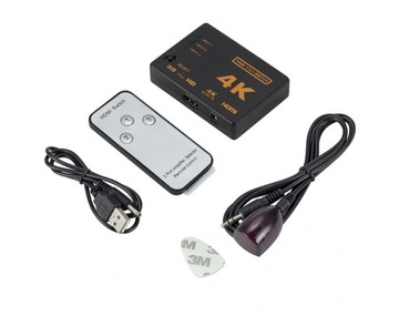 HDMI Switch 3D 4K Ultra HD 3 входа 25м + пульт дистанционного управления