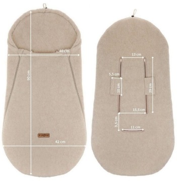 Śpiworek Wełna Premium do wózka fotelika Mini 0-18 miesięcy Zaffiro Beige