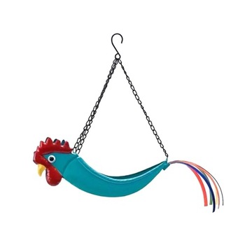 Rooster Hanging Planter Home Metal Plant Pot Chicken Flower Vase for Living