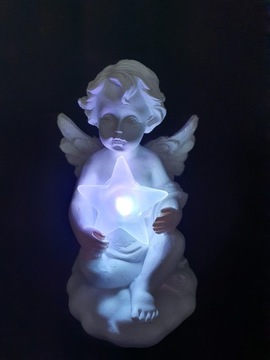 АНГЕЛ со звездой Многоцветный ВСТАВКА Могильная свеча Led