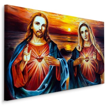 Obraz Canvas JEZUS Chrystus MARYJA Serce 3D 90x60