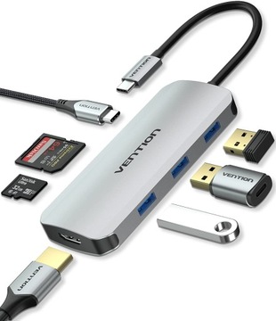HUB USB 7W1 MACBOOK IPAD 4K HDMI 100W USB 3 SD/TF