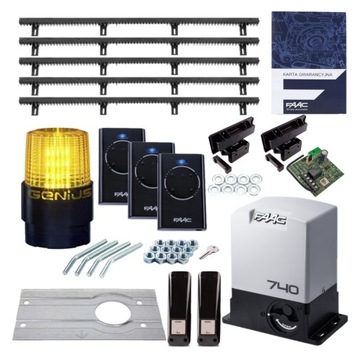Zestaw napęd do bramy przesuwnej Delta2 FAAC 740 3xPilot 5x Listwa Lampa