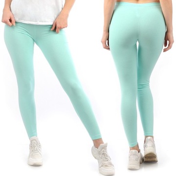 Legginsy damskie długie Polskie Getry Bawełniane MIĘTOWE XXL 44