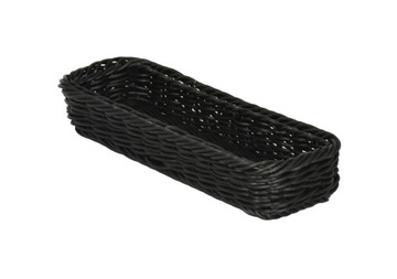 KOSZYK RATTANOWY NA SZTUĆCE CZARNY SZRON 27x10 CM