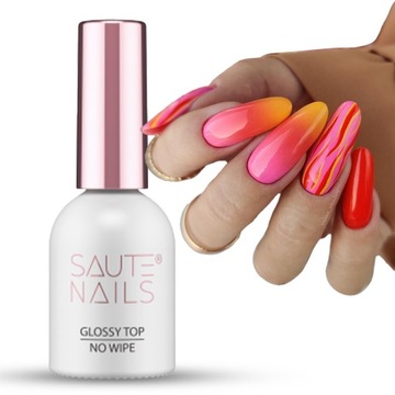 SAUTE NAILS TOP HYBRYDOWY DO PAZNOKCI 8ml GLOSSY TOP NO WIPE