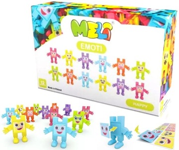 KLOCKI MELI FIGURKI EMOTI HAPPY 12 sztuk 3+ BOY