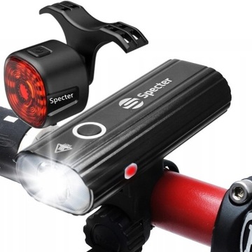 Lampka latarka rowerowa przód Specter Loong 600 lm + tył pod siodełko USB C