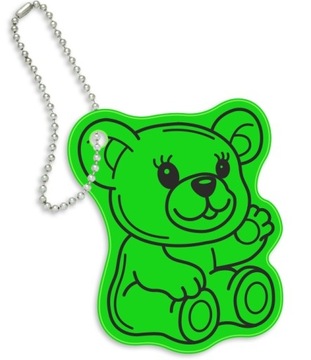 ODBLASKOWA ZAWIESZKA Z ŁAŃCUSZKIEM GADŻET ODBLASK BRELOK NIEDŹWIADEK MIŚ