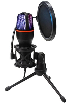 КОНДЕНСАТОРНЫЙ МИКРОФОН ДЛЯ ПК, USB-СВЕТОДИОД RGB ДЛЯ ИГРОВОГО ЮТУБЕР-СТРИМЕРА
