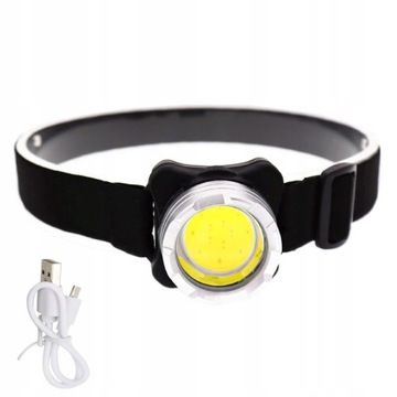 LATARKA CZOŁOWA COB LED CZOŁÓWKA AKUMULATOR USB