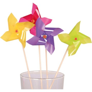 PIKERY KOLOROWE WIATRACZKI 10 SZT. 20 CM