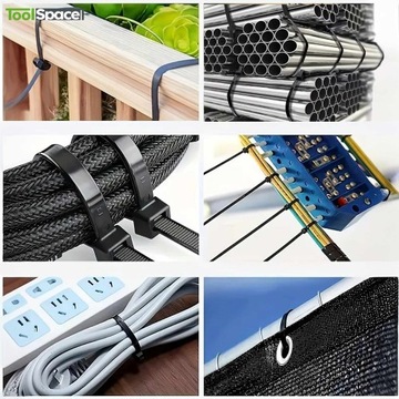 ЗАЖИМНЫЕ СВЯЗИ 300 мм x 4,8 мм ЧЕРНЫЕ КАБЕЛЬНЫЕ СВЯЗИ ПРОЧНЫЕ ПРОЧНЫЕ 4,8 x 300 мм