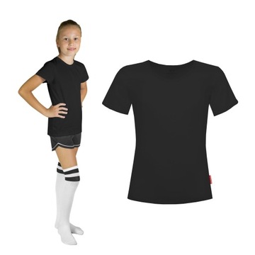 BAWEŁNIANY CZARNY T-SHIRT DO SZKOŁY WF 140 CM GIRL