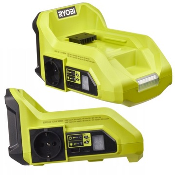 RYOBI АККУМУЛЯТОРНЫЙ ПРЕОБРАЗОВАТЕЛЬ 36 В 300 Вт НАПРЯЖЕНИЕ 2 USB-ПОРТА RY36BI300A-0