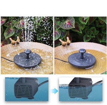 FONTANNA SOLARNA OGRODOWA POMPA FONTANNOWA DO OCZKA WODNEGO + 6 KOŃCÓWKI