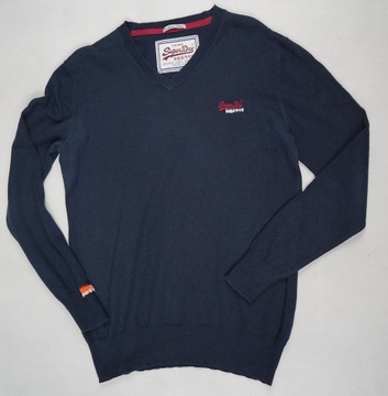 SUPERDRY FIRMOWY BAWEŁNIANY GRANATOWY SWETER - M