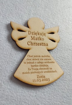 Aniołek podziękowanie dla chrzestnych urodziny