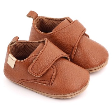 BUCIKI buty chrzest sesję eleganckie NIEMOWLĘCE NIECHODKI 19 7-12 - BRĄZOWE