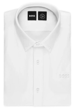 HUGO BOSS KLASYCZNA KOSZULA Z HAFTOWANYM LOGO - BIAŁA - XL