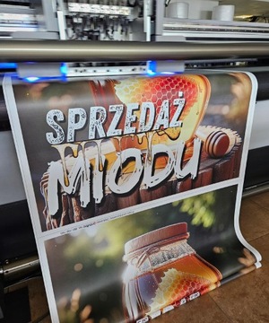 Trwały Baner Reklamowy Sprzedaż Miodu, miód 100x100cm Reklama, Plandeka