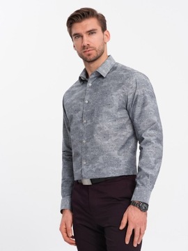 Flanelová pánska kockovaná bavlnená košeľa šedá V3 OM-SHCS-0157 L