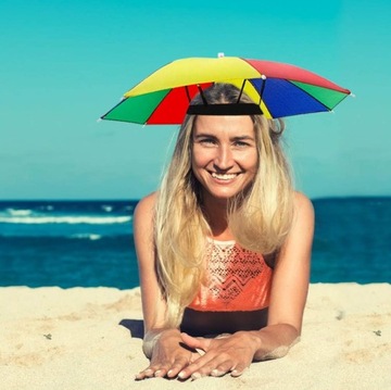5X PARASOLKA PARASOL NA GŁOWĘ CHRONIĄCY PRZED SŁOŃCEM SKŁADANY KOLOROWY