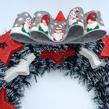 РОЖДЕСТВЕНСКИЙ ВЕНОК НА ДВЕРЬ 40 СМ РОЖДЕСТВЕНСКИЙ БЕЛЫЙ КРАСНЫЙ СЕРЕБРЯНЫЙ