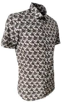 ЭЛЕГАНТНАЯ ТОРЖЕСТВЕННАЯ РУБАШКА, КОРИЧНЕВЫЙ ХЛОПКОВЫЙ УЗОР, 3XL