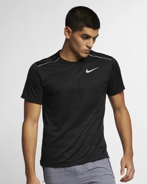 T-shirt męski do biegania okrągły dekolt Nike czarny DRI-FIT rozmiar M