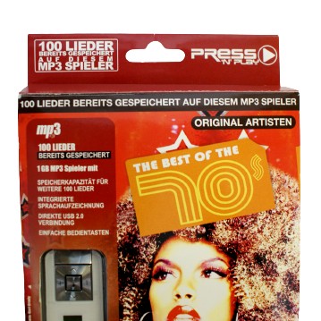 MP3-плеер 1 ГБ + 100 хитов 1970-х годов.
