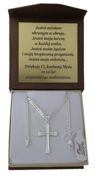 МУЖСКАЯ ЦЕПЬ ИЗ СЕРЕБРА 925 60 СМ КРЕСТ + ГРАВИРОВКА