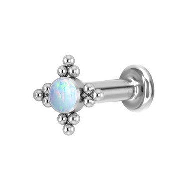 TYTAN labret 1,2x6 ozdoba cluster opal WH m11