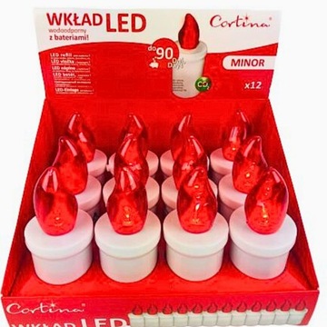 Электрические кладбищенские свечи НА АККУМУЛЯТОРАХ СОВРЕМЕННЫЕ 90 ДНЕЙ 12 шт. КРАСНЫЕ