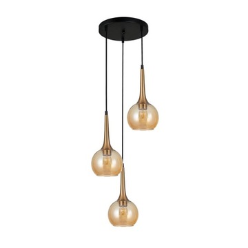 Potrójna bursztynowa szklana lampa wisząca na okręgu FAVERA Italux