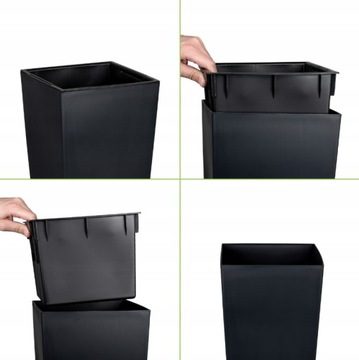 НАБОР ЦВЕТОЧНЫХ ГОРШКОВ, 3 шт. ЭЛЕГАНТНЫЙ РОТАГОВЫЙ САД POWER + АНТРАЦИТОВЫЕ ВСТАВКИ ХИТ!