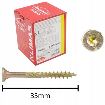 WKRĘTY CIESIELSKIE DO DREWNA KMWHT TORX ŁEB STOŻKOWY 3,5x35 TORX 500szt