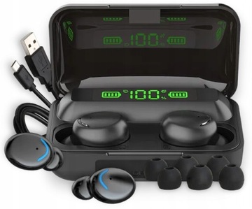 Słuchawki Bezprzewodowe F9+ PRO Douszne Bluetooth 5.1 Sportowe Powerbank