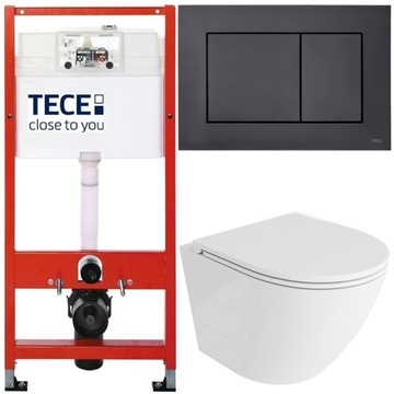 TECE ZESTAW PODTYNKOWY WC MISKA RIMLESS PRZYCISK CZARNY MAT MATA 6W1